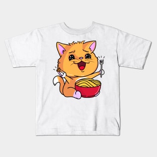 Cat with ramen and salt - Not Hamlet Design Kids T-Shirt